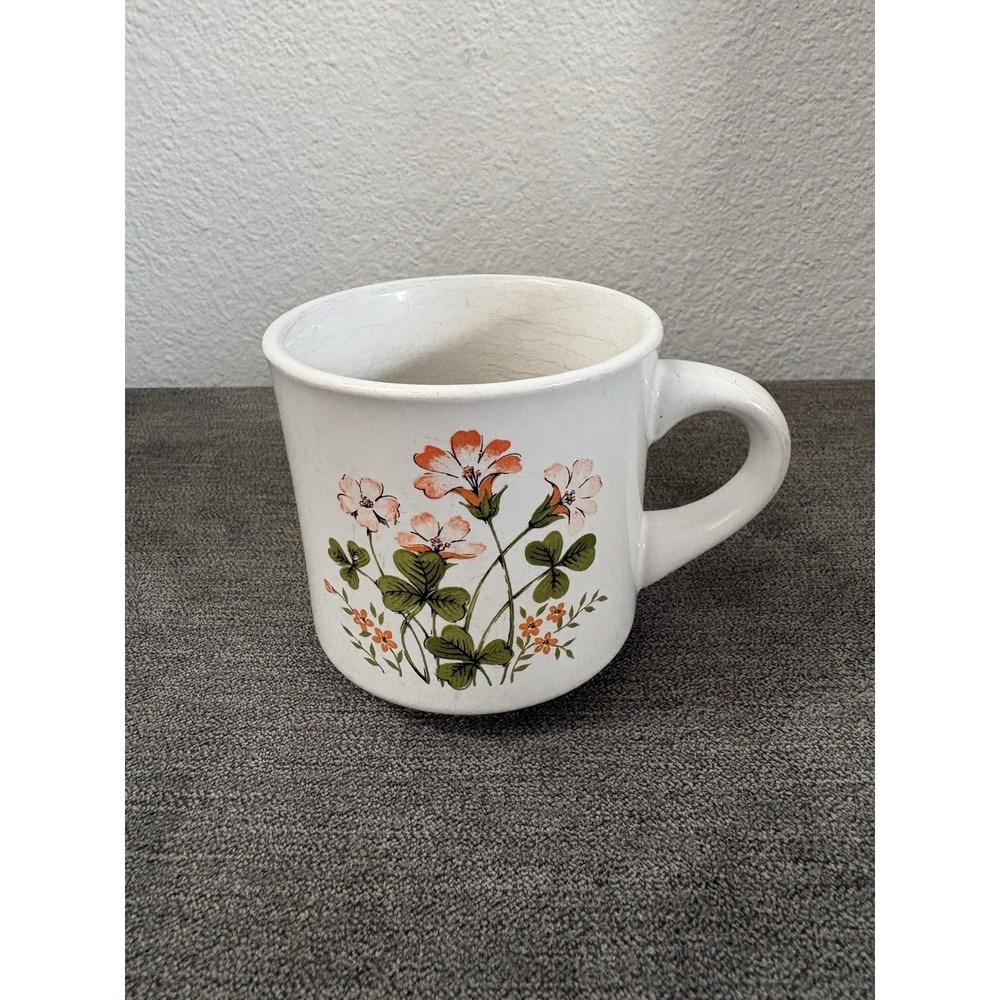 Vintage Papel MCM Orange Floral Coffee Mug Cup